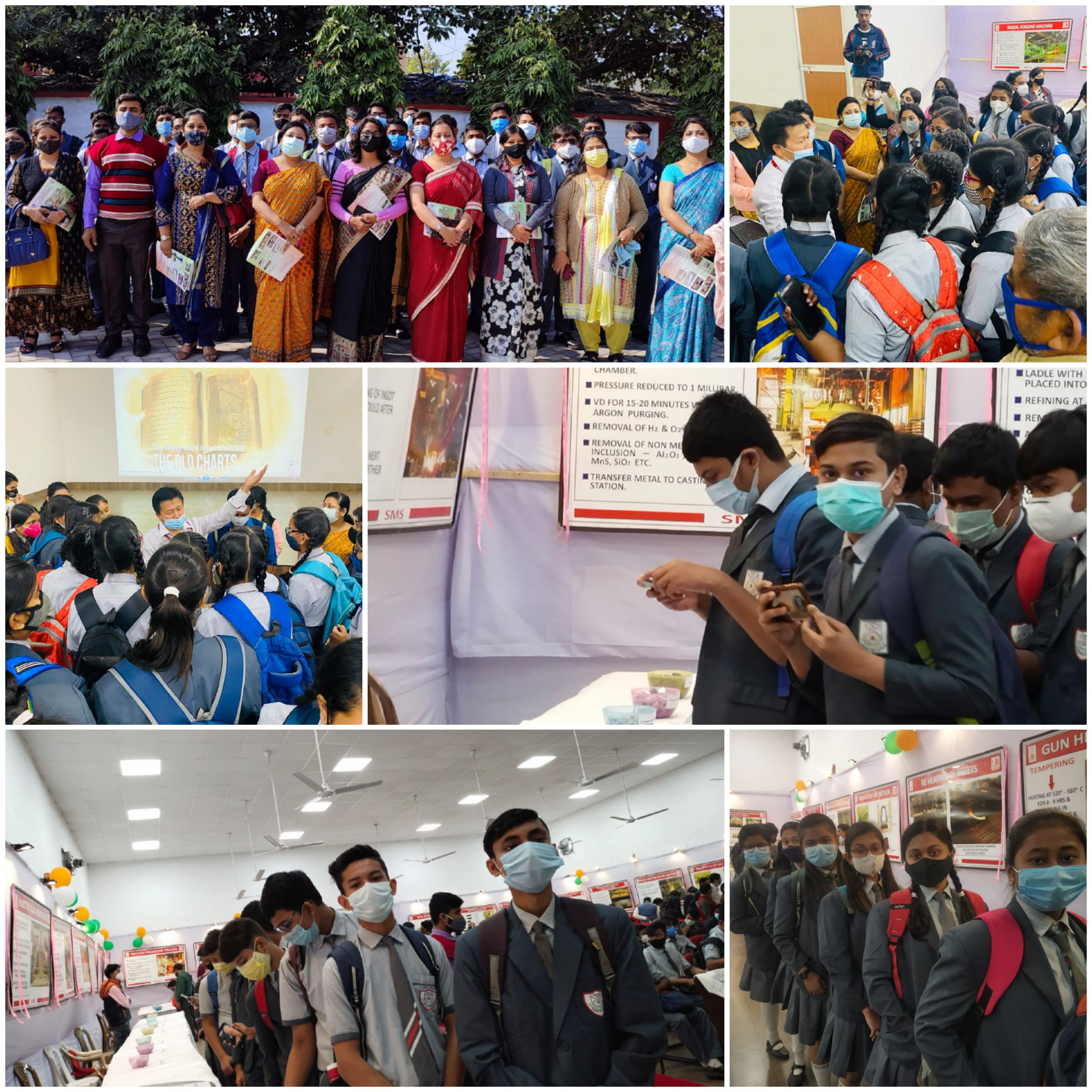 Students accompanied by teachers learning about "weapons of a warrior "