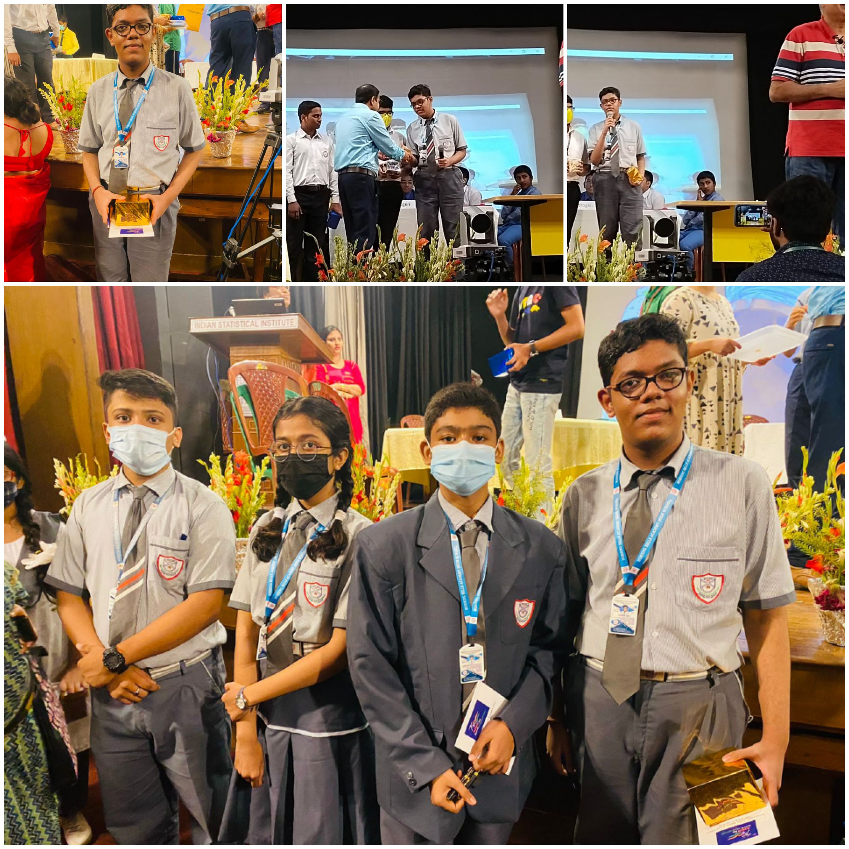 Proud in attaining 2nd position in "Group Quiz"  and winning maximum prizes in "Open Quiz" among 28 schools across the state, at Azadi Ka Amrit Mahotsav organised by Indian Statistical Institute in ISI  OPEN DAY - "COME, EXPLORE, ENGAGE AND ENJOY !!"