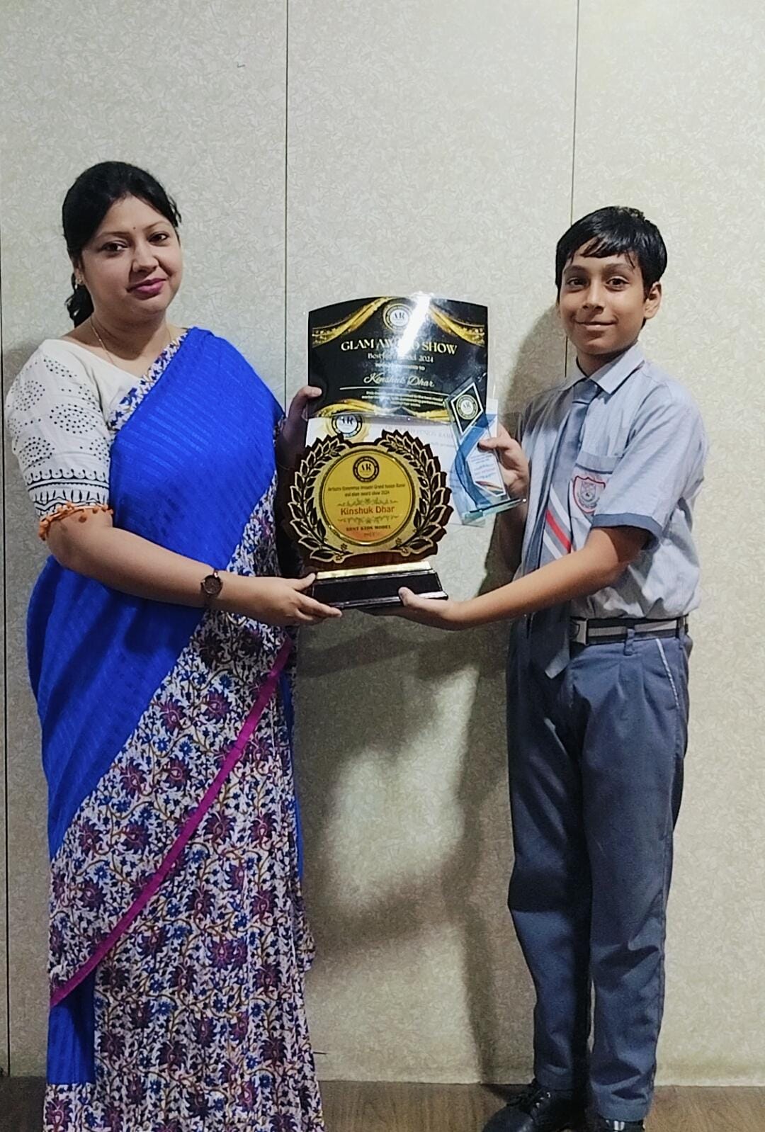 Congratulations Kinshuk Dhar, for claiming the prestigious Best Kids Model accolade at the Grand Fusion Ramp & Glam Award Show 2024 ! Your charm and poise stole the spotlight. Wishing you many more triumphs on your journey ahead !